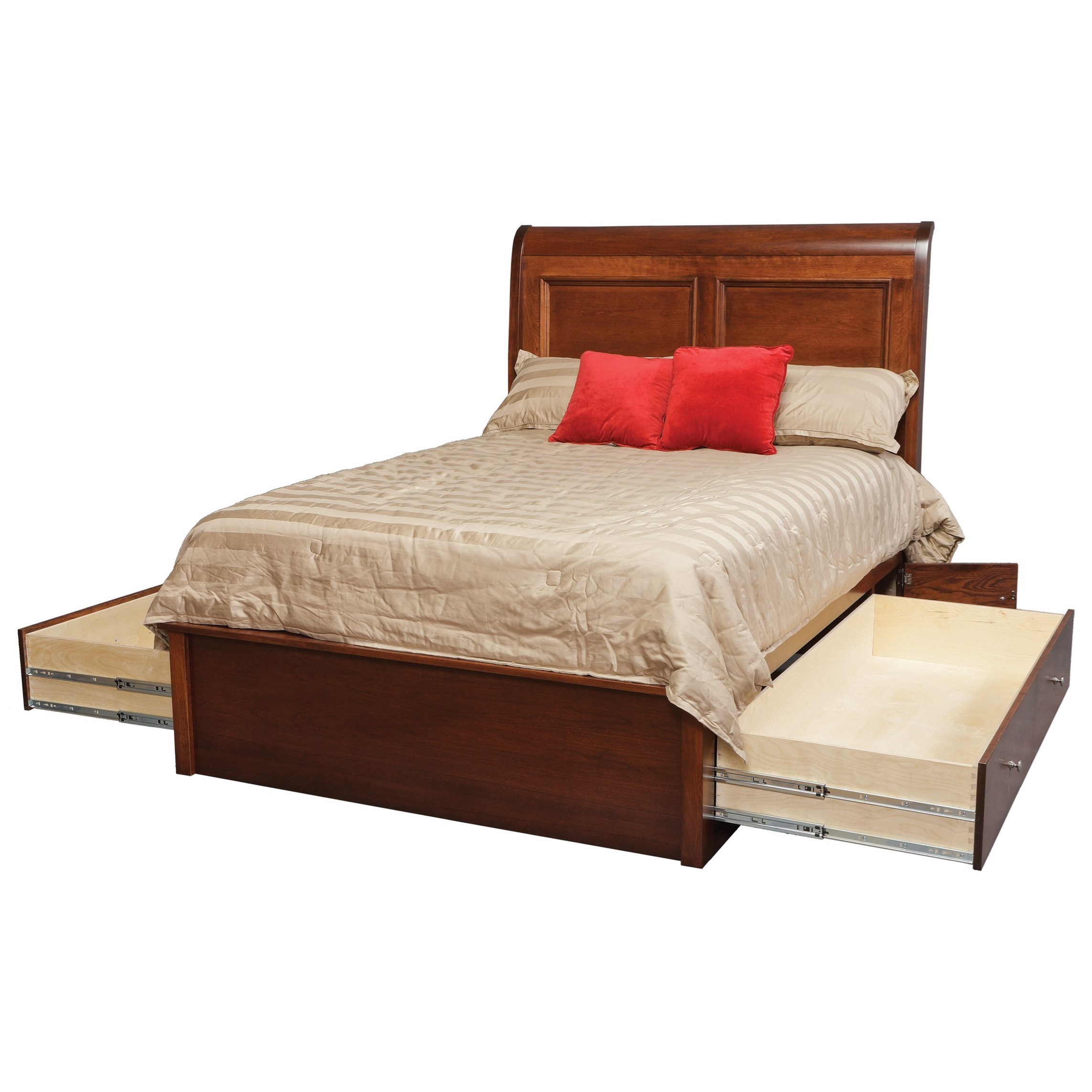 Queen Sleigh Pedestal Bed